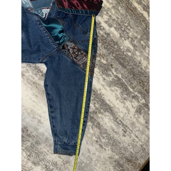 Vintage 1980s Current Seen Denim Jacket Aztec Lined Men’s L - Picture 12 of 16